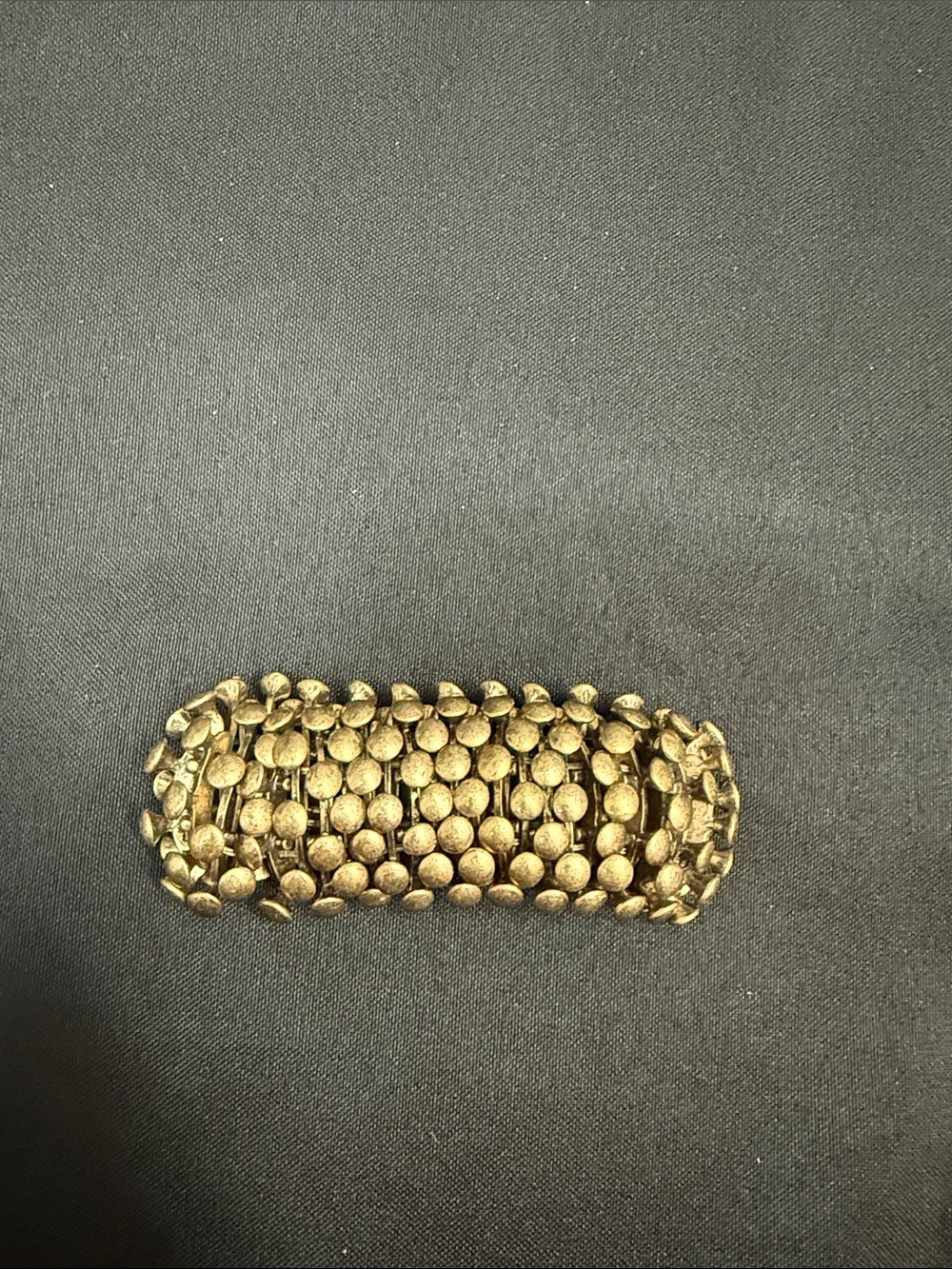 Vintage Gold-Tone textures Disc wide statement Stretch Bracelet boho